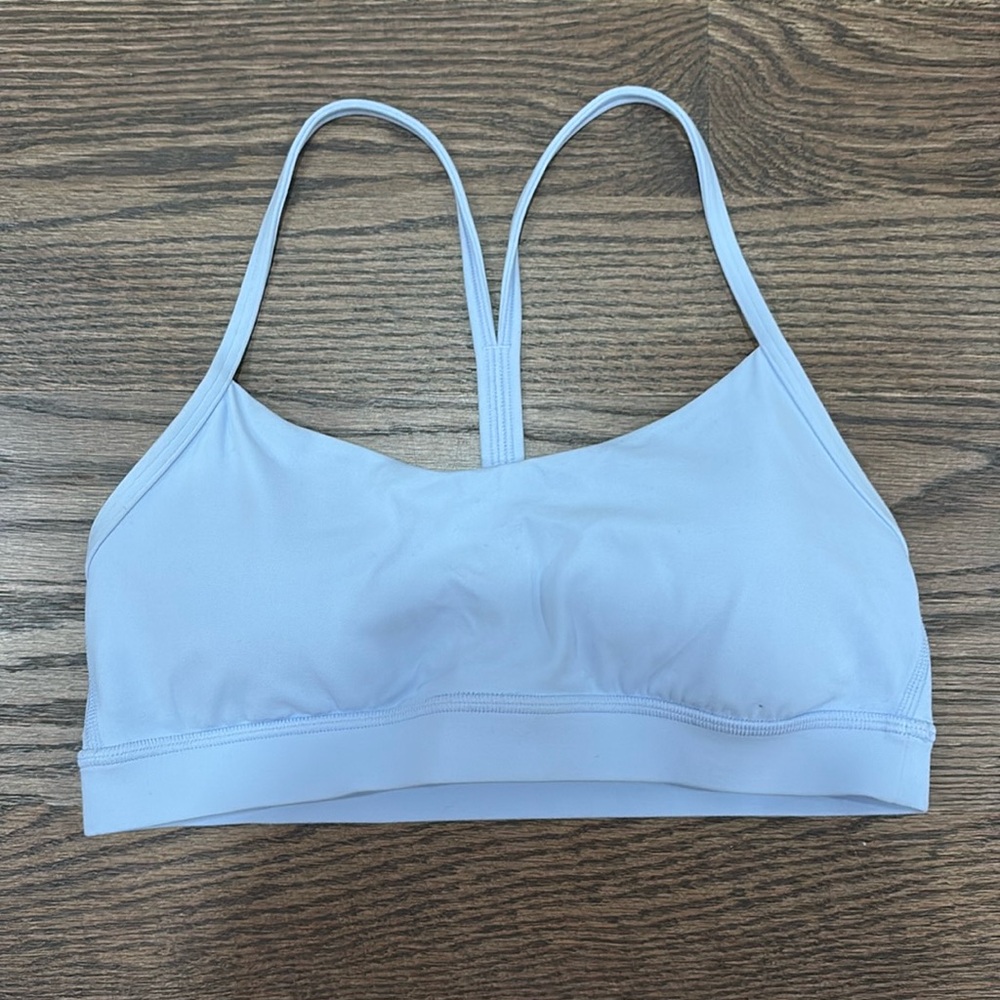 light blue align flow y sports bra